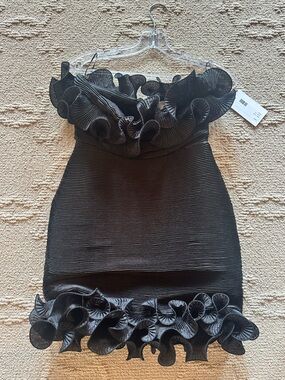 Lena Black Ruffle Strapless Party Dress